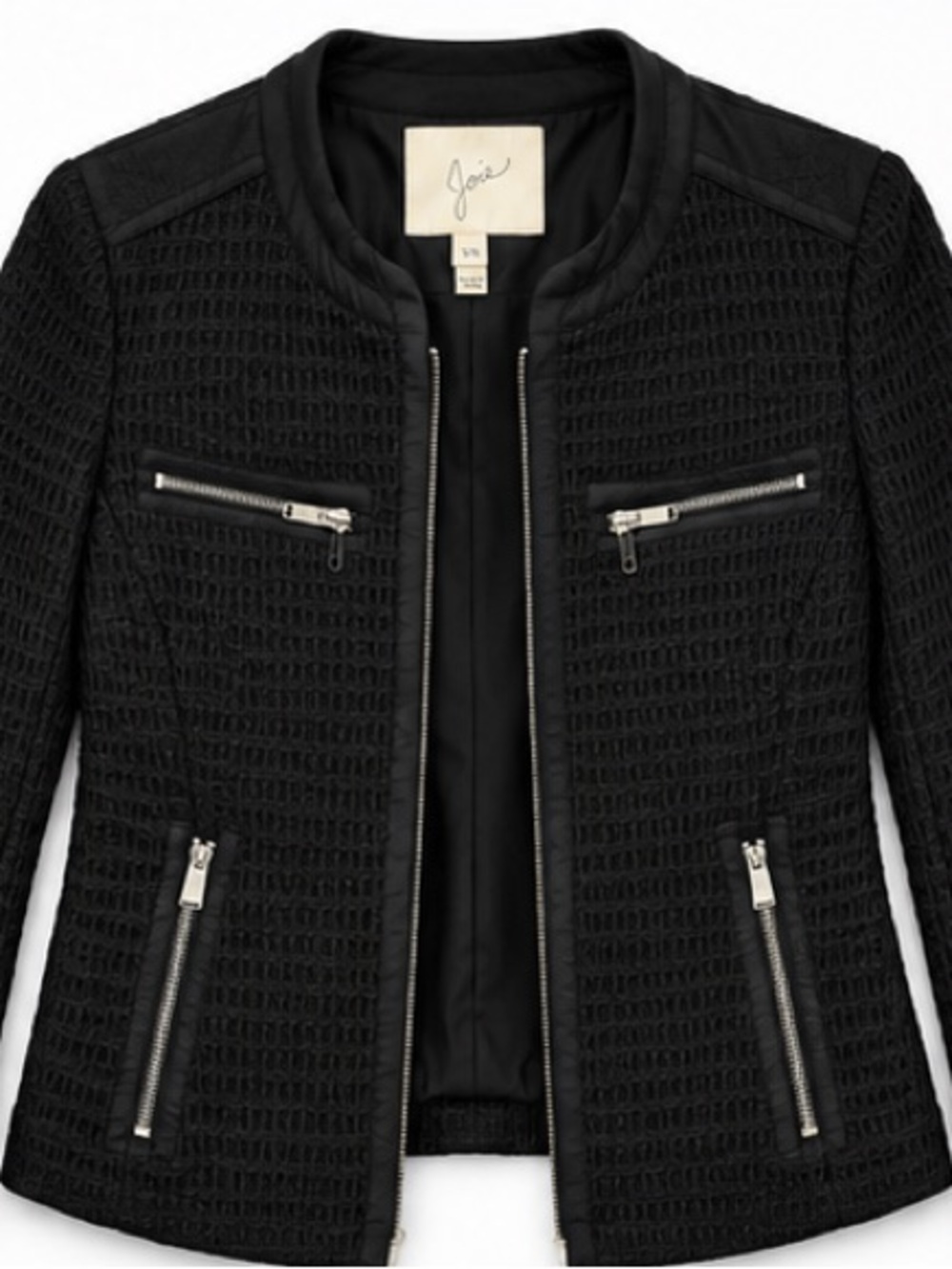 Joie Black Textured Zip Pocket Blazer